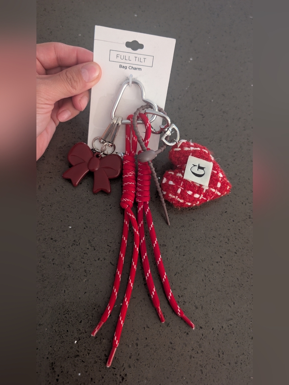 FULL TILT Red Heart & Bow Bag Charm